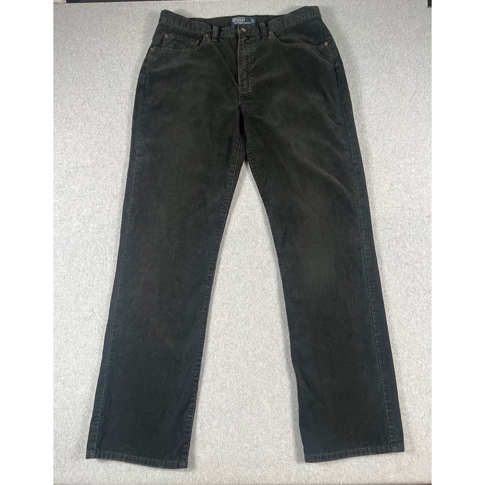 VTG Polo Ralph Lauren Mens Black Corduroy Straight Leg Pants 33x32 Dungarees